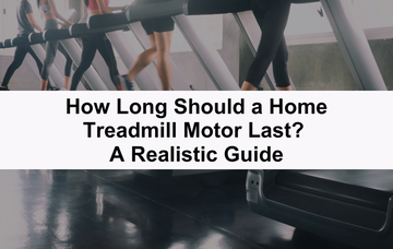 People walking on treadmills in a gym with a blog title overlay reading “How Long Should a Home Treadmill Motor Last? A Realistic Guide”.