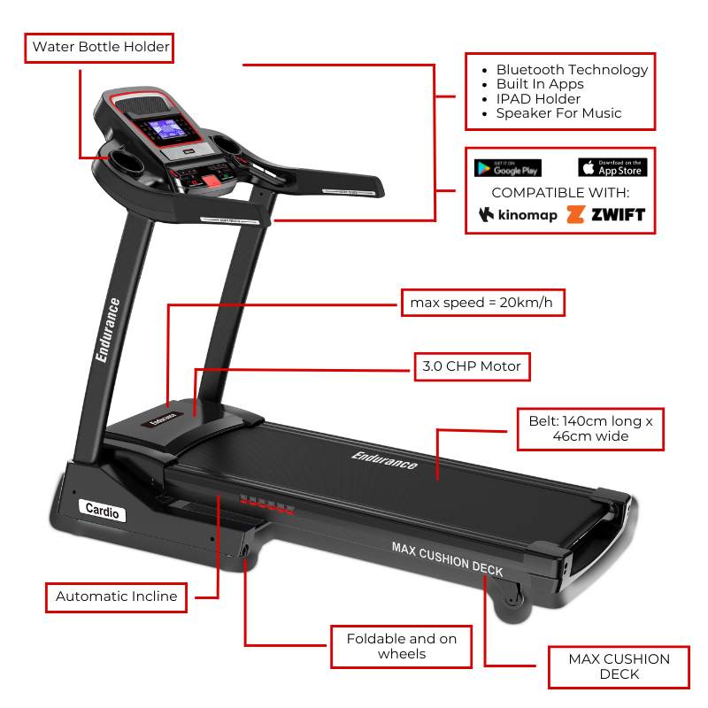 Endurance Cardio Treadmill-Low Impact Treadmill For Bad Knees And