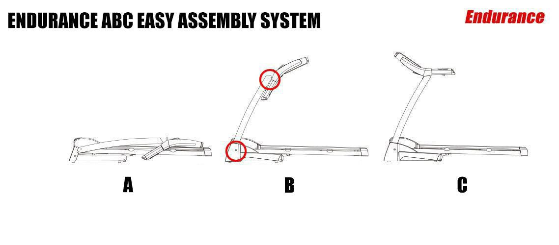 Endurance Athlete Treadmill ABC Easy Assembly System